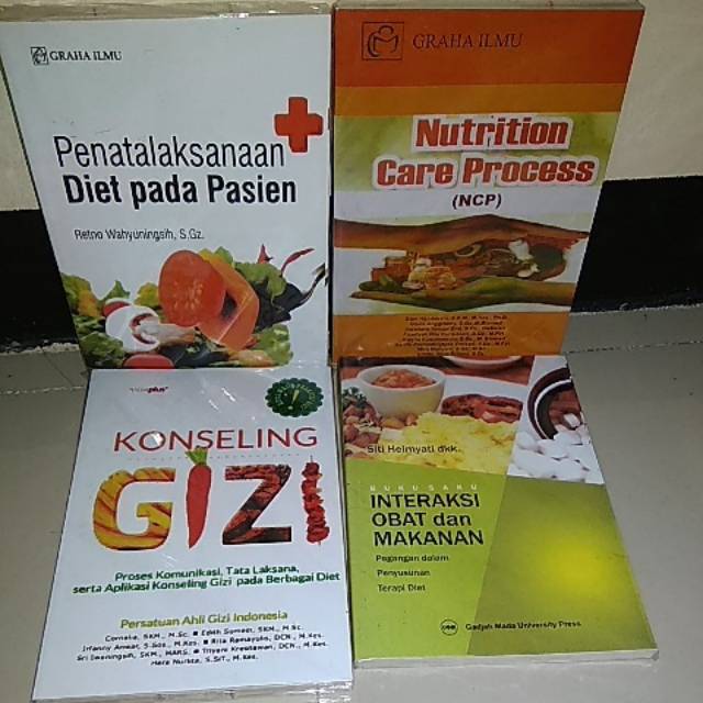 Paket 4 buku penatalaksanaan diet pada pasien, NCP, konseling gizi, interaksi obat dan makanan