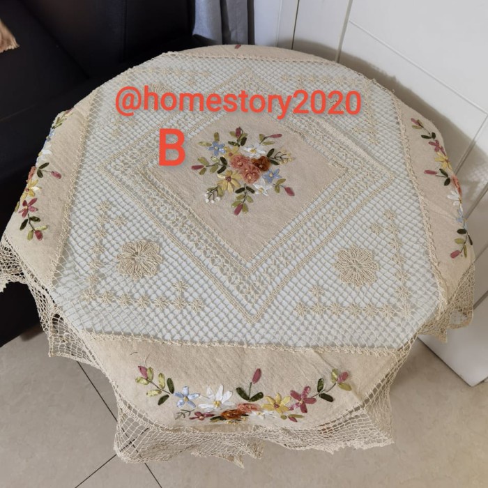 Taplak Meja Tamu Segi Empat Bordir Taplak Meja Kotak Uk 85X85 - Motip B Barang Bagus