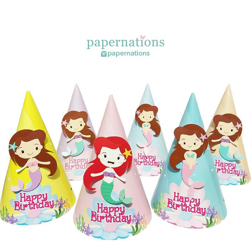 Party Hat Mermaid / Topi Ultah Mermaid / Topi Kerucut Mermaid / Birthday Hat Mermaid