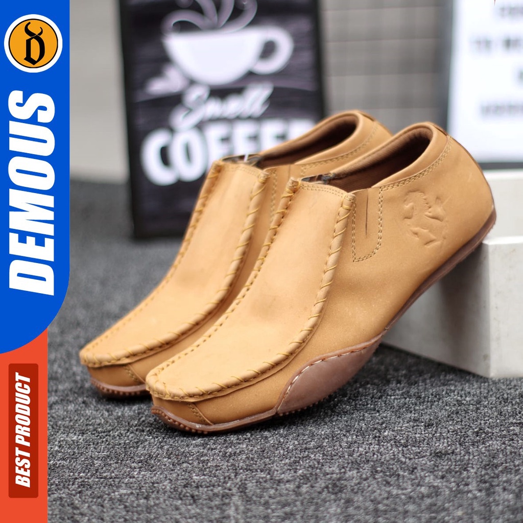 DEMOUS Fero - Sepatu Slip On Pria Casual Kerja Pria Kulit Asli