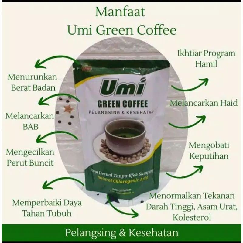 UMI GREEN COFFEE KOPI DIET PELANGSING ALAMI TANPA EFEK SAMPING UGC MENGOBATI HIPERTENSI