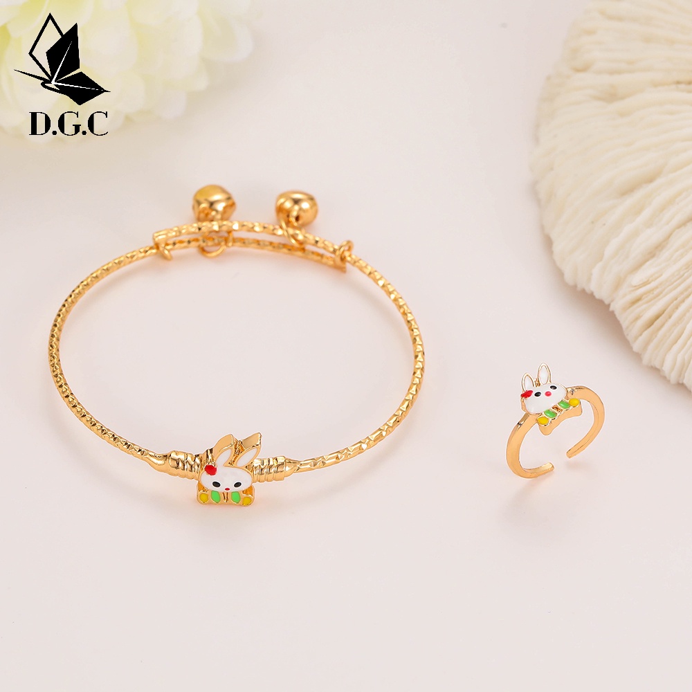 set perhiasan anak titanium anti karat hellokitty kalung titanium wanita anting titanium anti karat gelang wanita D436