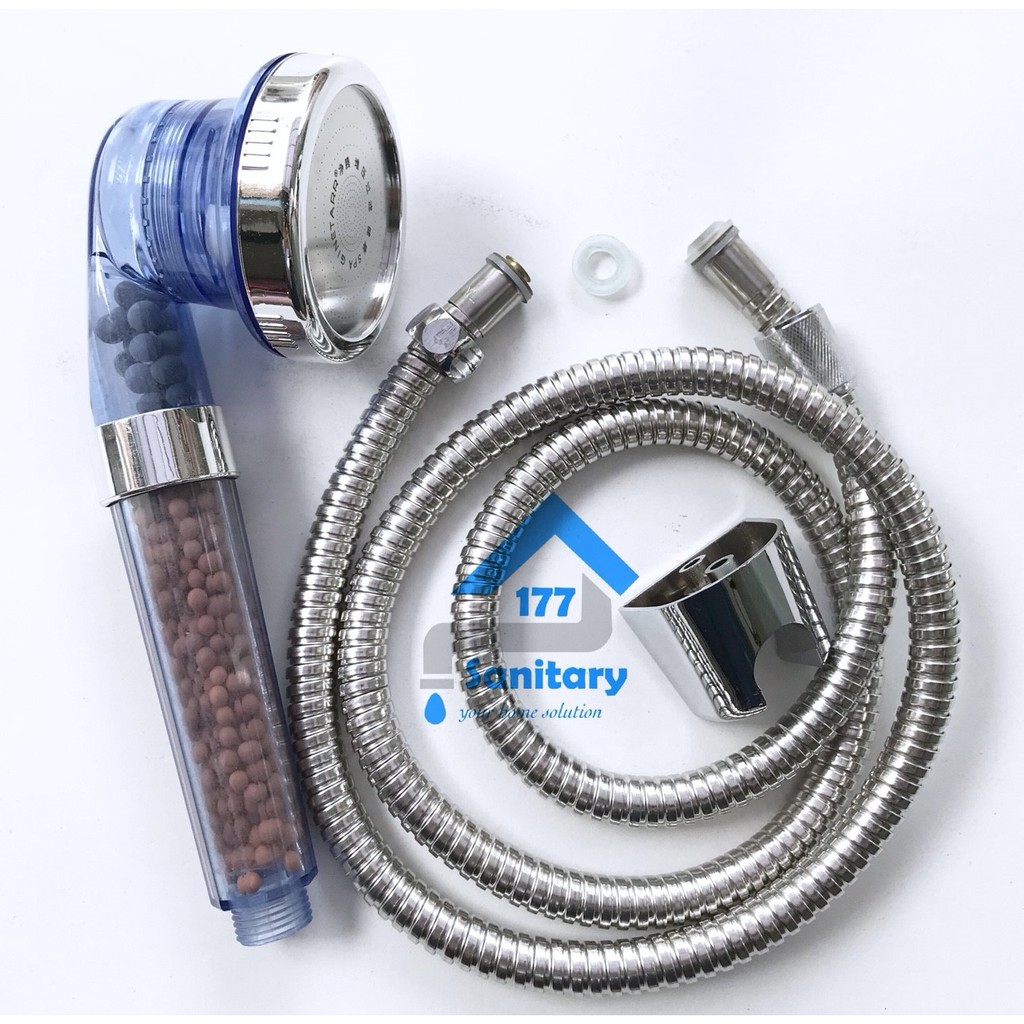 Paket Super Spa Shower mandi Filter Hemat Air BIRU Murah S17DB- Hand Shower Turbo Semprotan high pressure  HandShower