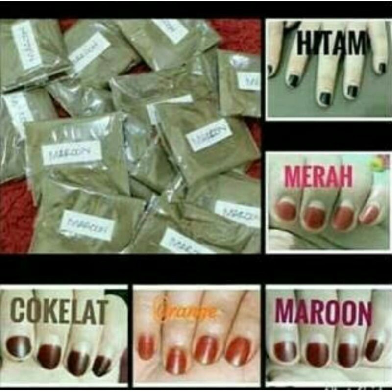 QUEEN • PACAR HENNA KUTEK BUBUK KLIP MERAH MARON HITAM ORANGE COKLAT MURAH