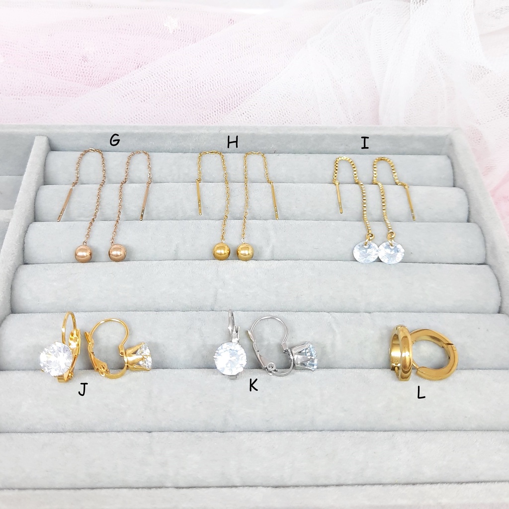 Anting Serut Titanium Boba Jurai Anti Karat Desi Korea Clover Rosegold Simple - BE303