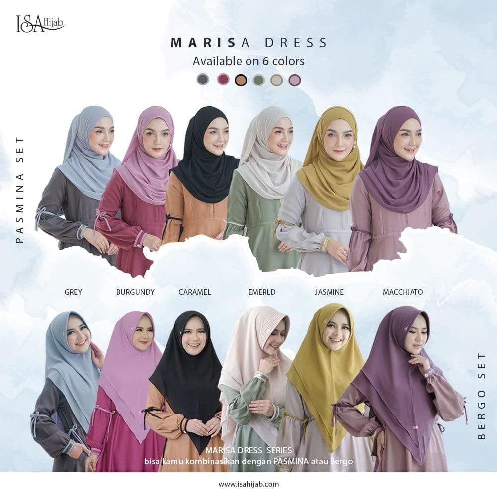 Best Seller Marisa Dress By Isa Hijab (set hijab/dress only)
