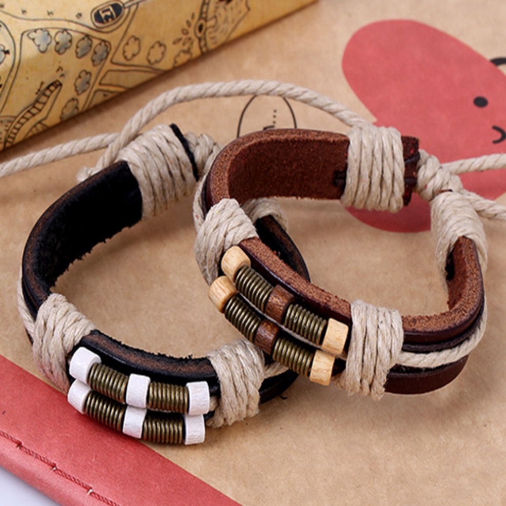 Hu Hu Hu Hu Hu Alat Bantu Pasang Kacamata♡ Gelang Tali Kulit Imitasi Kepang Handmade Gaya Punk Untuk Unisex