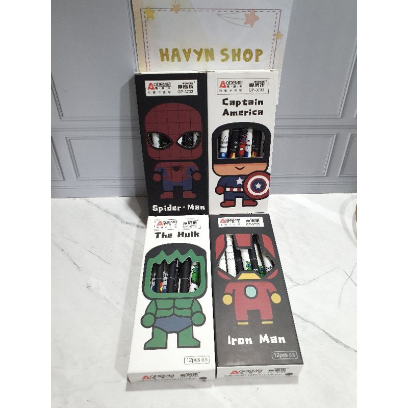 (12pc) pen bisa hapus/pen gel hapus/erasable pen/pen hapus lucu fancy ODEMEI-SUPERHERO 3733