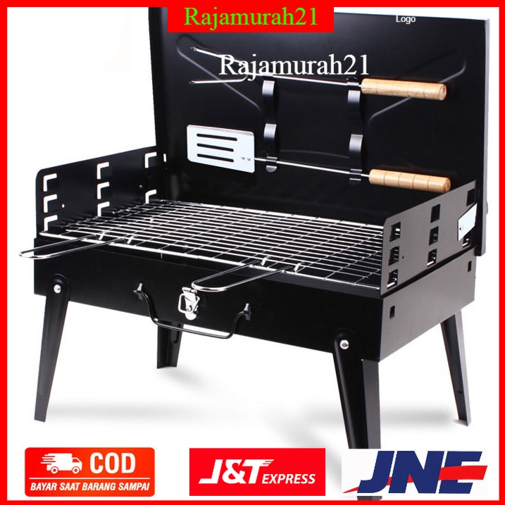 Alat Panggang Arang BBQ Outdoor Desktop Grill Stove Foldable - Black