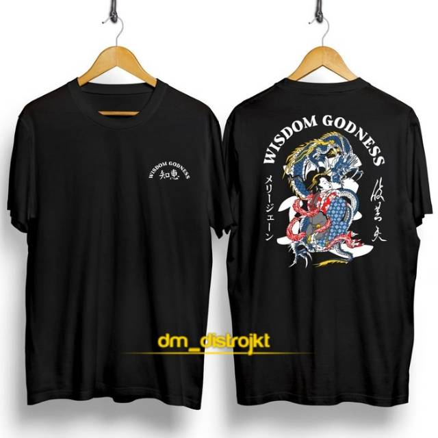 T-shirt Katun Motif Wisdom Godness / Baju Kaos Distro Pria Wanita Hitam