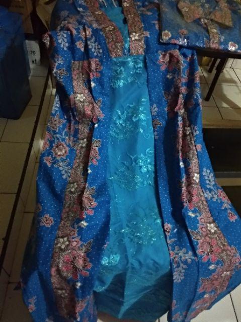 Qnunbatik Batik Keluarga/family Gamis Muslim Krisdayanti (kd) Dsr Warna Biru