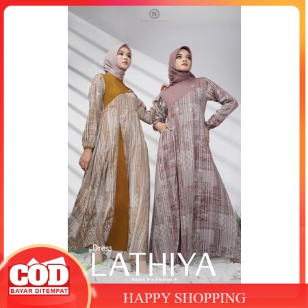 Lathiya Dress Nadheera Luxury Gamis Outfit Kondangan Resmi Terbaru Kekinian Baju Wanita Dewasa Rayon