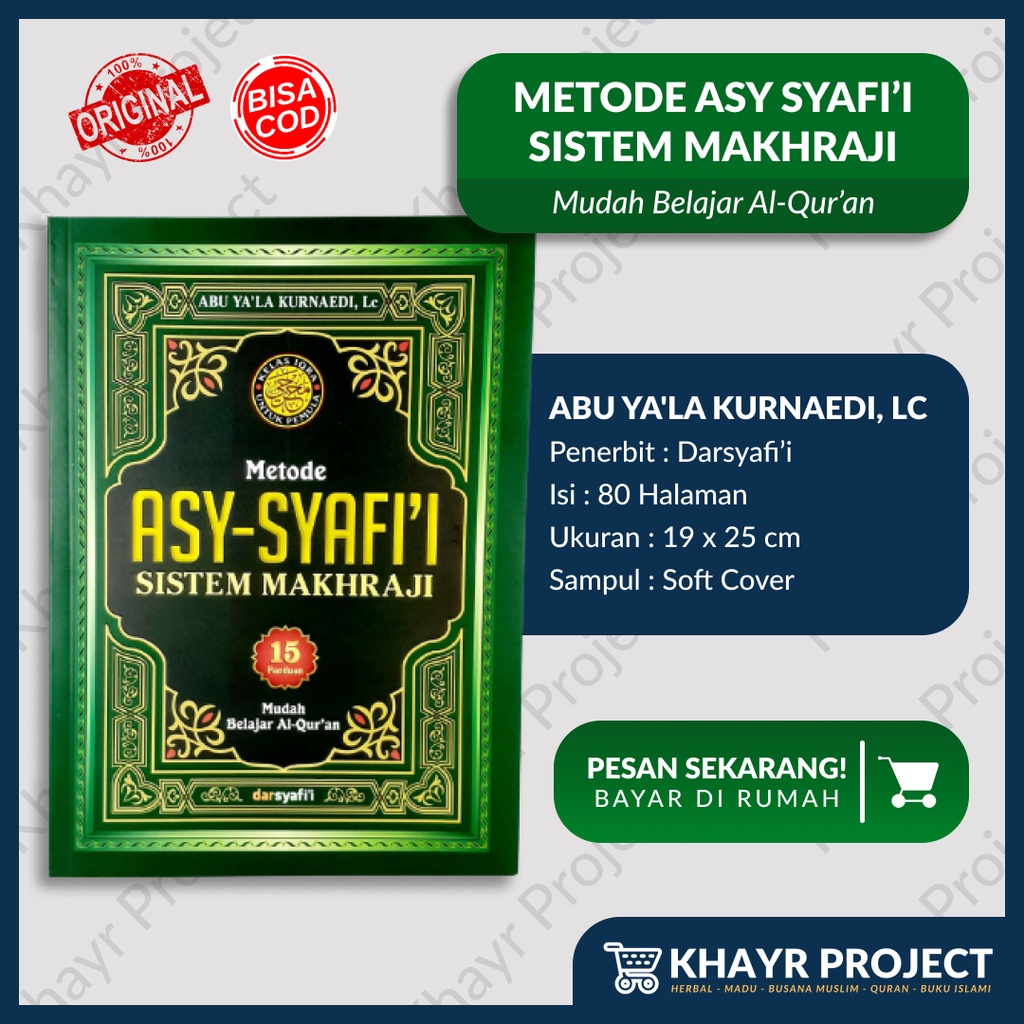 Metode Asy Syafii Sistem Makhraji - Buku Panduan Belajar Quran Iqra Tajwid Makhraj