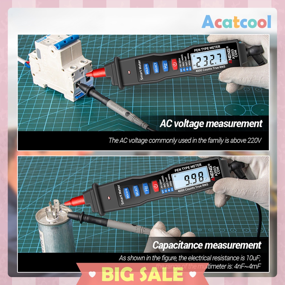 A3003 Digital Multimeter Pen Type Meter 4000 Counts Voltage Current Tester