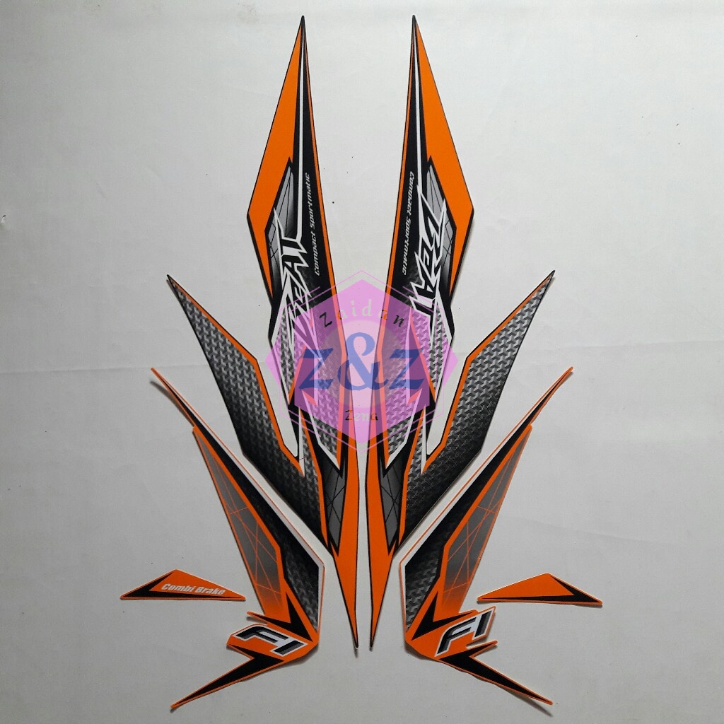 striping stiker lis les standar standar body motor beat fi 2017 filipina hitam-orange