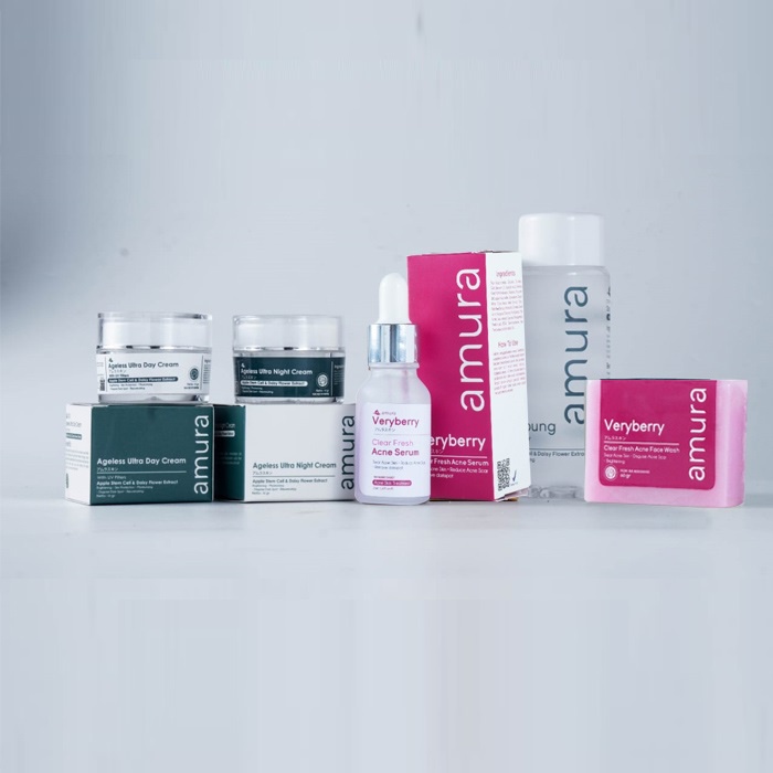 AMURA PAKET ACNE 3in1 (Amura Night Cream + Amura Day Cream + Amura Face Wash Acne) AMURA Paket Hemat