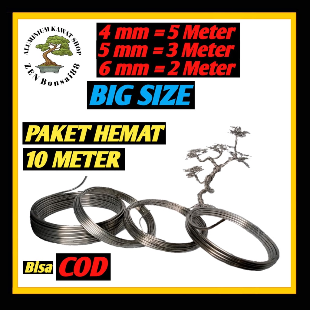 Silahkan Kawat Bonsai 10 Meter Alumunium 4 mm 5 mm 6 mm