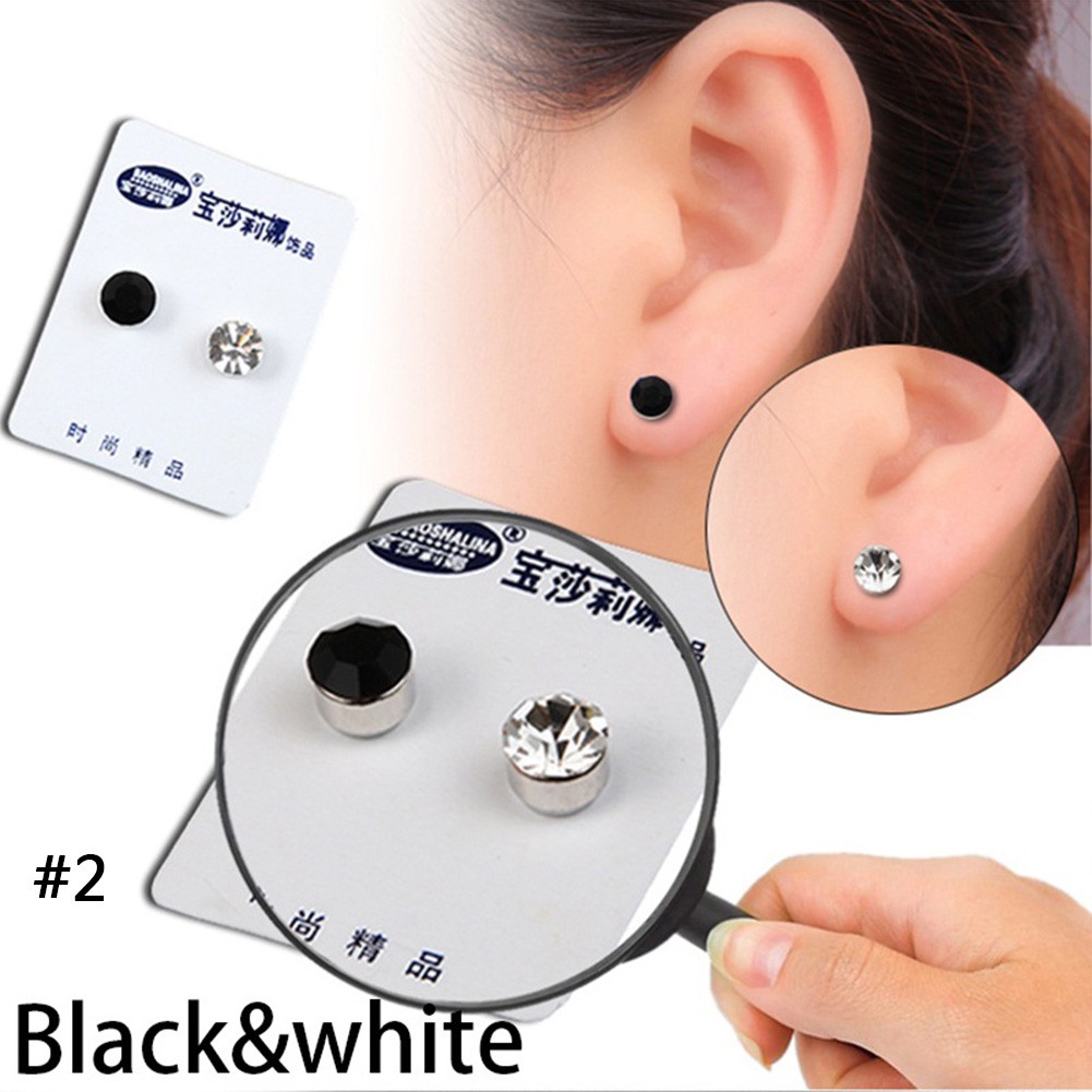 1 Pasang Anting Stud Magnetik Kristal Berlian Imitasi Ukuran 6mm Untuk Terapi Kesehatan Penurunan Berat Badan