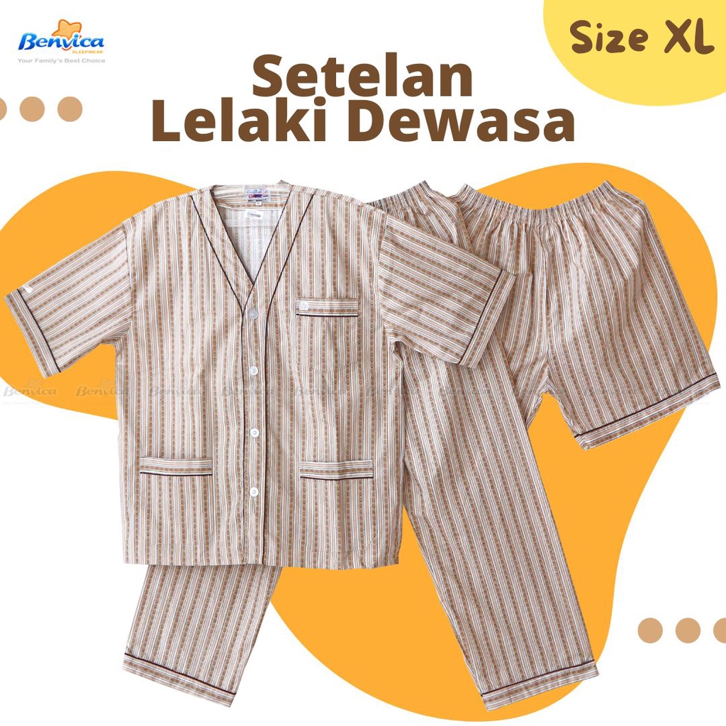 BAJU TIDUR CELANA PANJANG PIYAMA KATUN ADEM LAKI-LAKI DEWASA SWAN SIZE XL