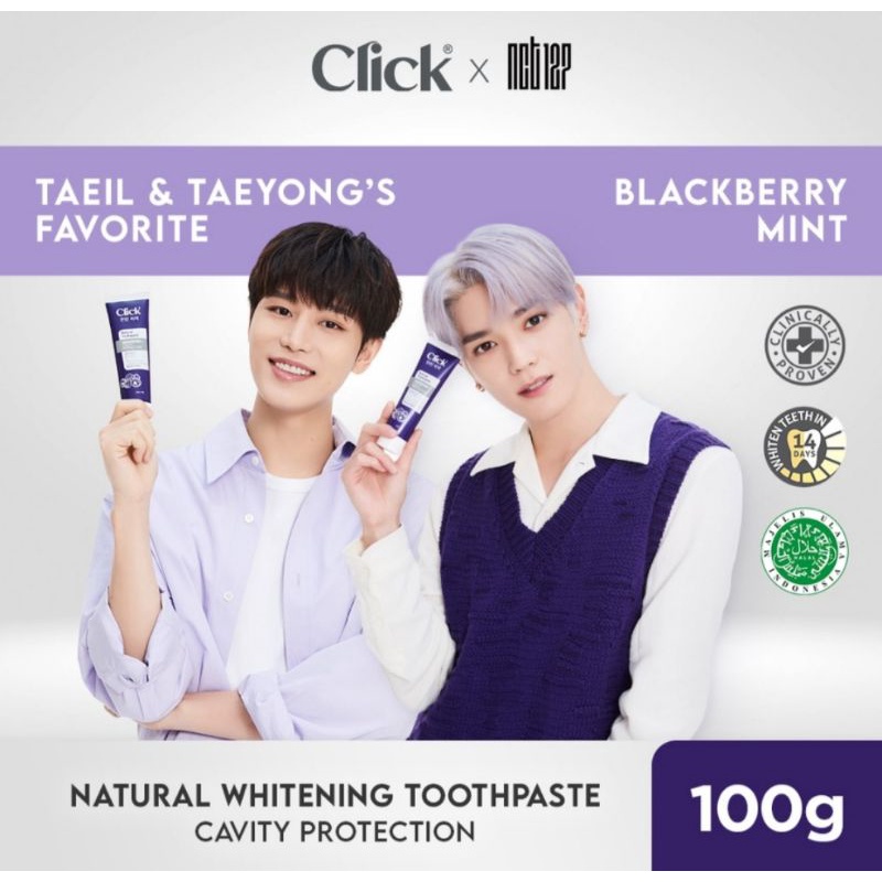 Click Natural Toothpaste Whitening Pasta Gigi Odol BLACKBERRY MINT Cavity Protection