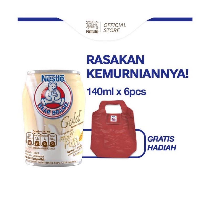 

BEAR BRAND Susu Kaleng Gold White Malt/Susu Steril 6x140 free shopping bag
