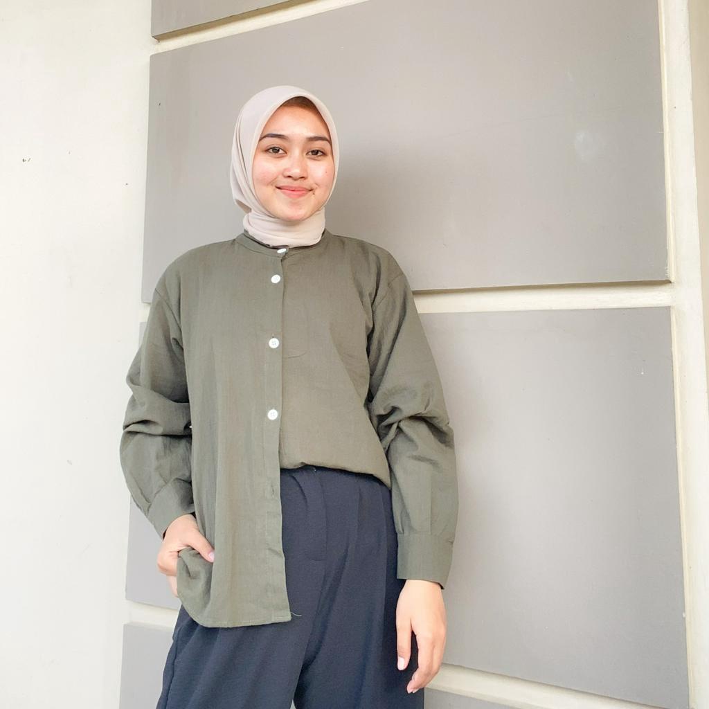 Kemeja Wanita Linen Crinkle Terbaru