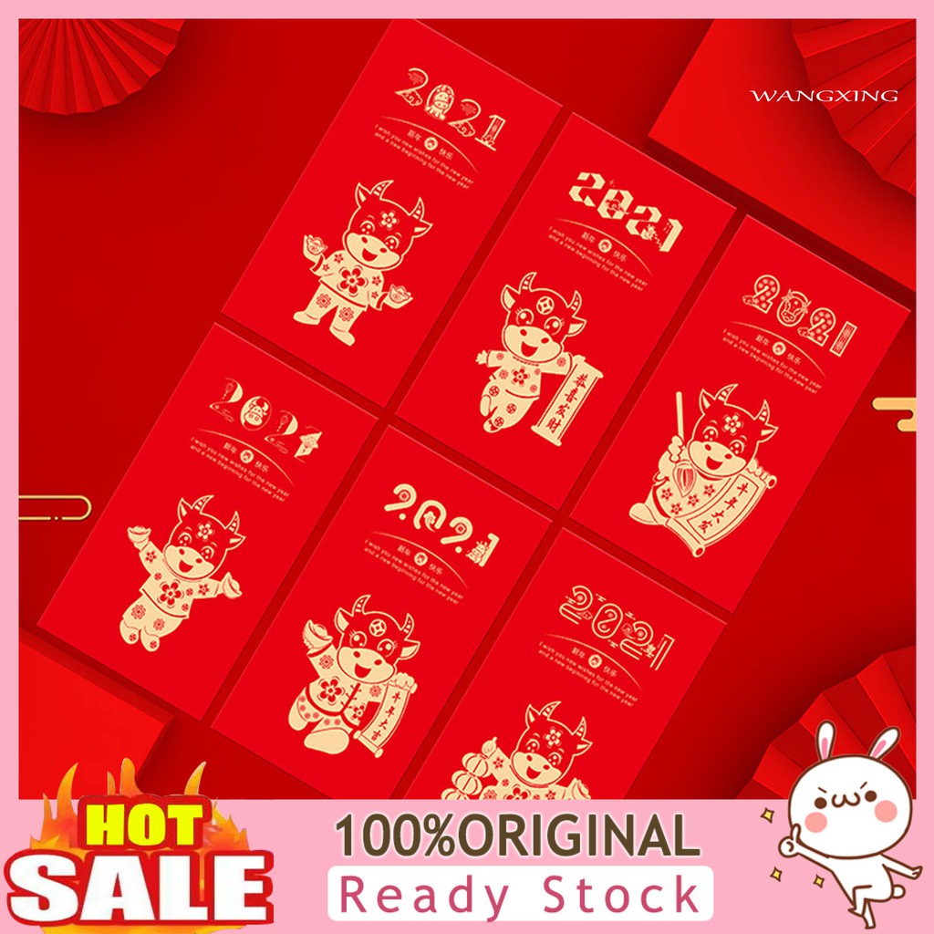 Wx 6pcs Amplop Angpao Tahun Baru Imlek 2021 Motif Kartun Warna