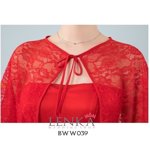 [TOKO TERPERCAYA] AKSESORIS WEDDING BOLERO RENDA PENGANTIN PESTA WANITA MERAH BWW039