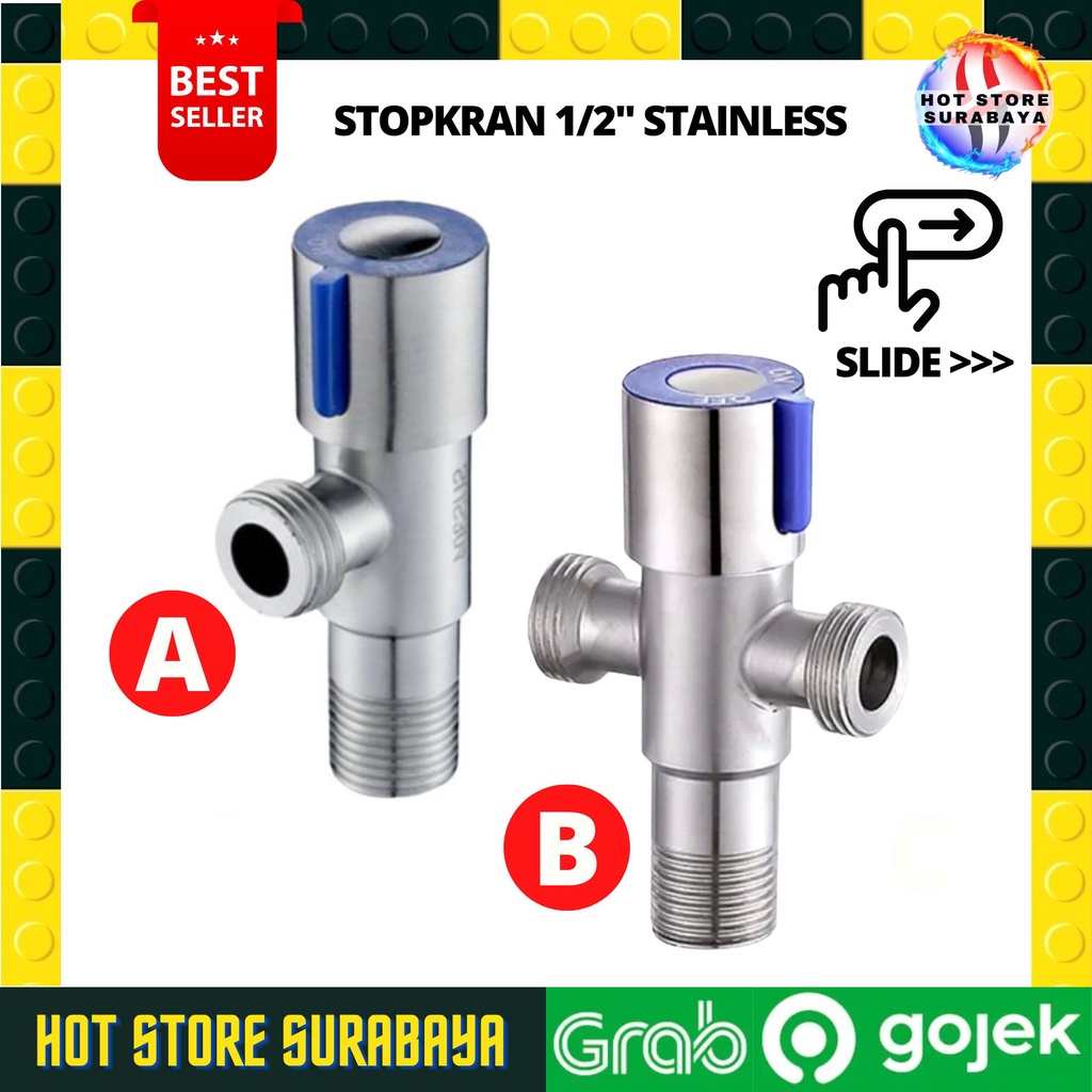 Stop Kran Keran Air Stainless Toilet Dobel Cabang Shower 1/2 Inch SAMBUNG FLEKSIBEL SHOWER TOILET