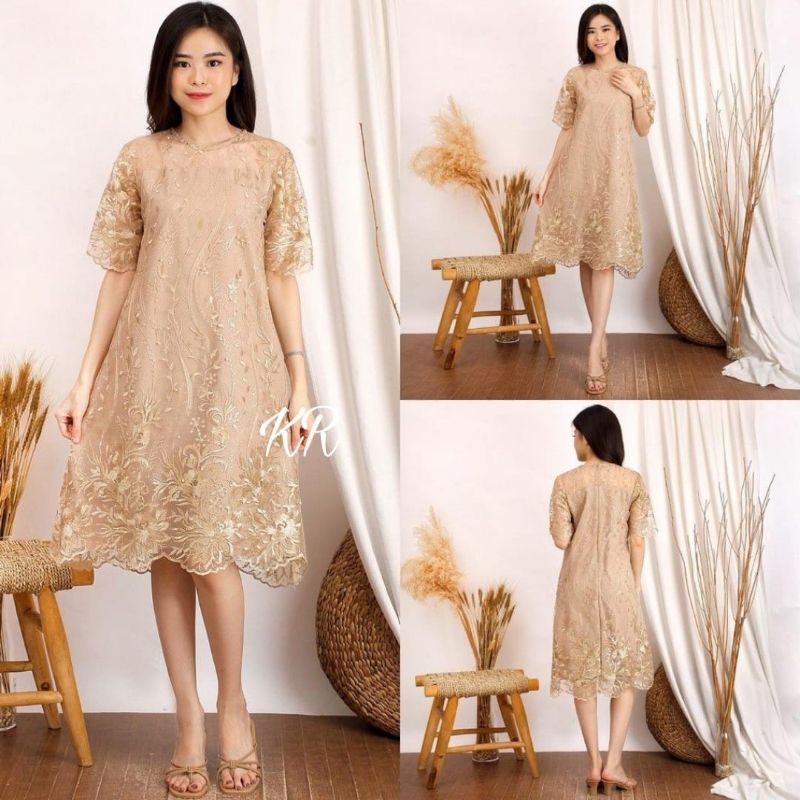 DRESS FASHION ELEANOR, BRUKAT PREMIUM, FURING, MAXY DRESS