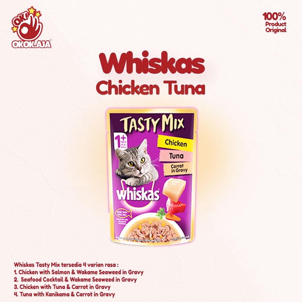 Whiskas pouch TASTY MIX 70g Makanan Kucing Basah premium murah