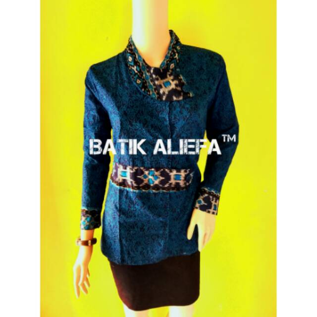 Blouse Batik Wanita Mega Biru||trand Fashion Batik Pekalongan