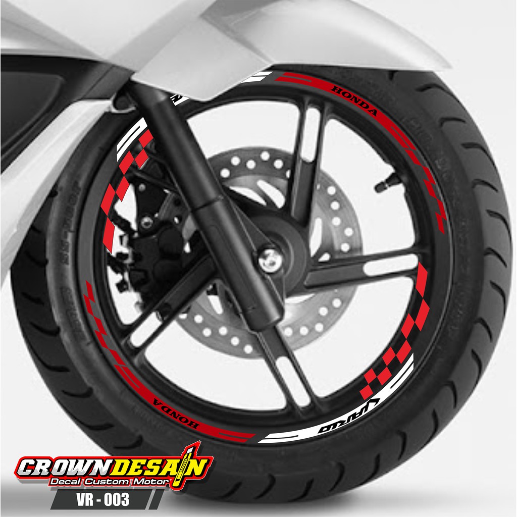 Decalmotor Sticker Cutting Sticker Lis Velg Vario 150 List Velg vario 125 VR03 Merah Putih