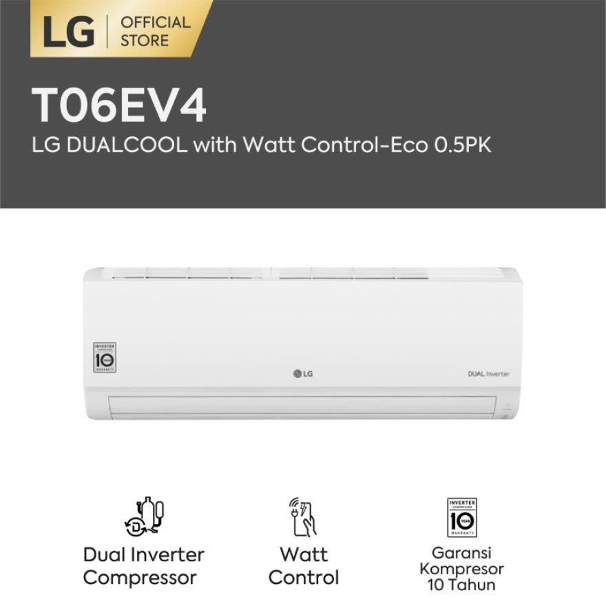 AC LG Dual Cool Eco Inverter [1/2PK] - T05EV5 [Indoor + Outdoor Unit Only]