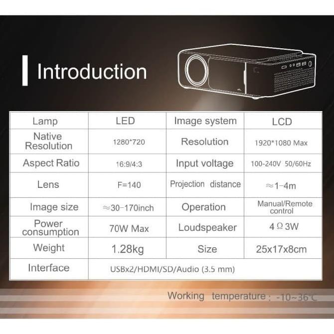 Led Multimedia Projector T6 Android Hd Home Theater Projector