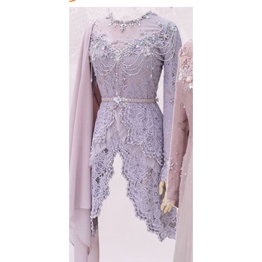 kebaya Lila non kamisol,pakai selendang polos