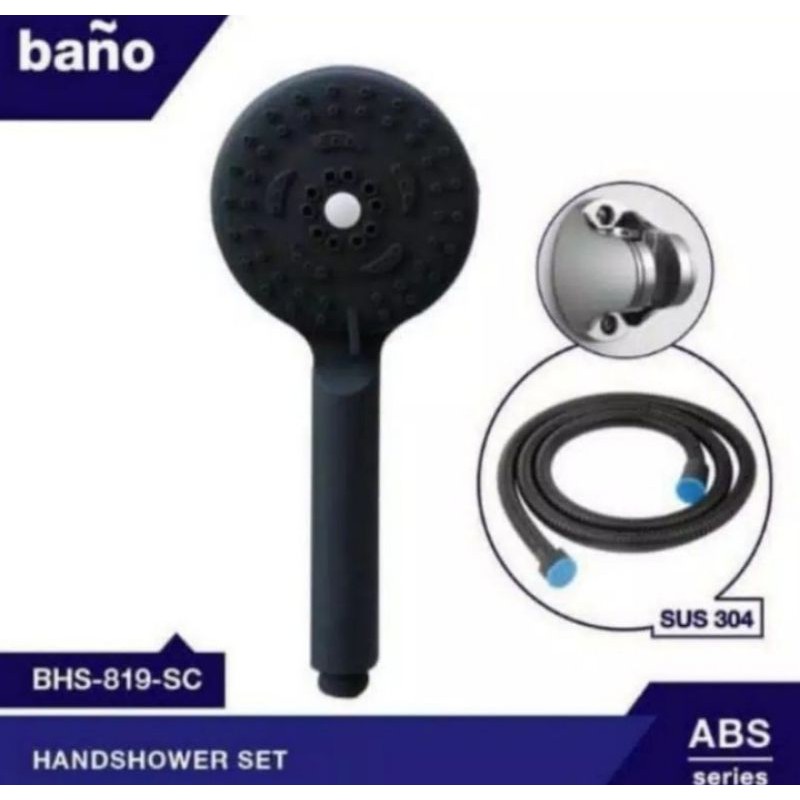 Hand shower bulat satu set black / hand shower hitam / shower mandi