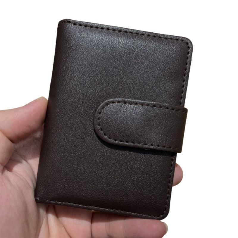 Dompet kartu kancing kulit polos card holder dompet pria / wanita