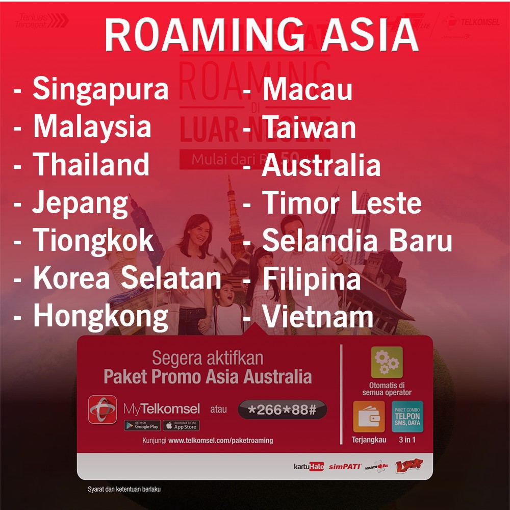 Paket Roaming Asia Dan Australia Shopee Indonesia