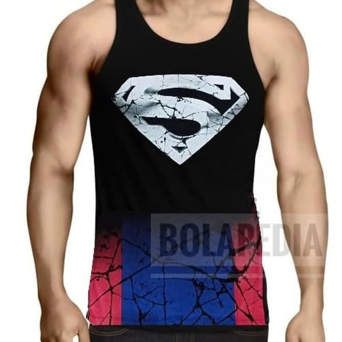 (PROMO) Kaos singlet SUPERMAN gym fitness training pria