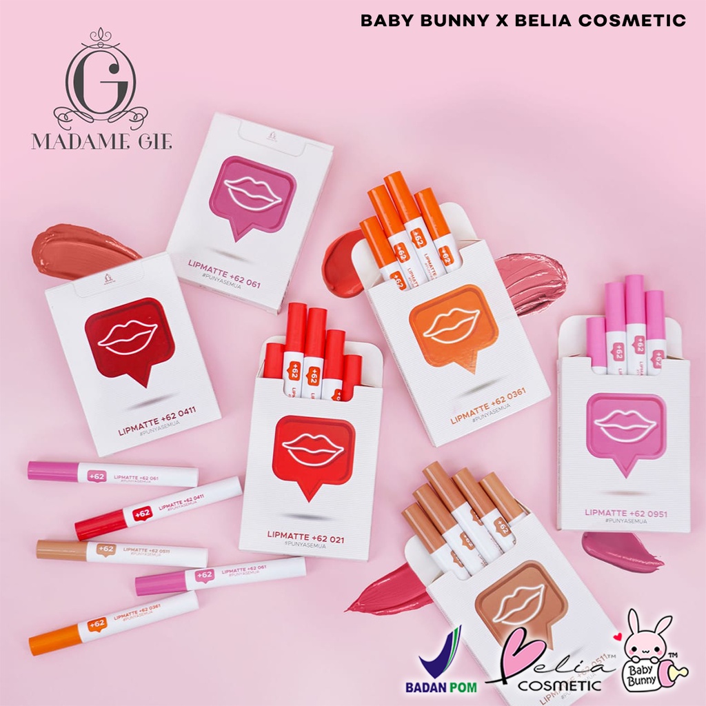 ❤ BELIA ❤ MADAME GIE +𝟲𝟮 Lip Matte Make Up Lipstick | Maskara Hitam | Bening | Clear Mascara | Waterproof | Lip Cream lipcream +62 2mL Jakarta Bali Medan Madamegie Gisella