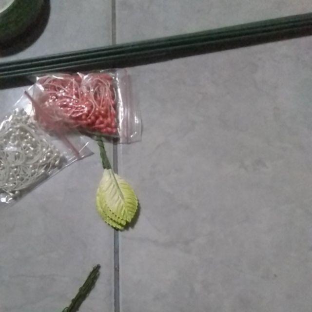 [bayar Di Tempat] Aplikasi Daun Hijau Muda Gradasi Putih / Daun Beludru / Daun Kecil / Daun Sintetis