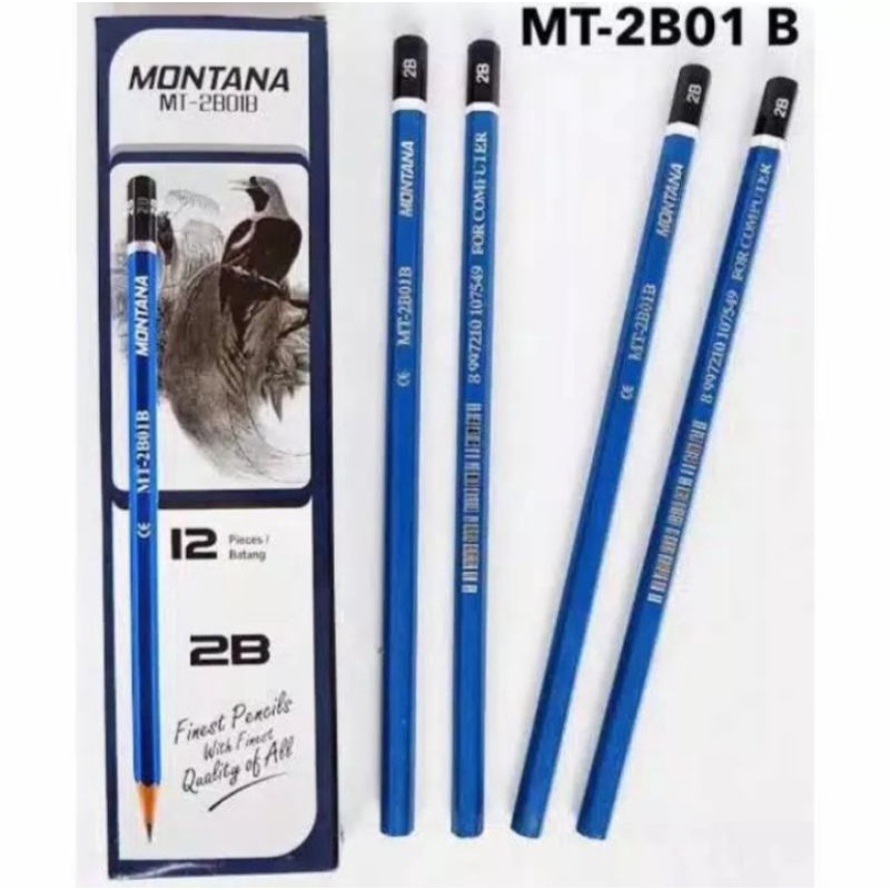 

Pensil 2B M2000/Montana selusin (12 batang)/Pensil raut/2B /tebal/hitam