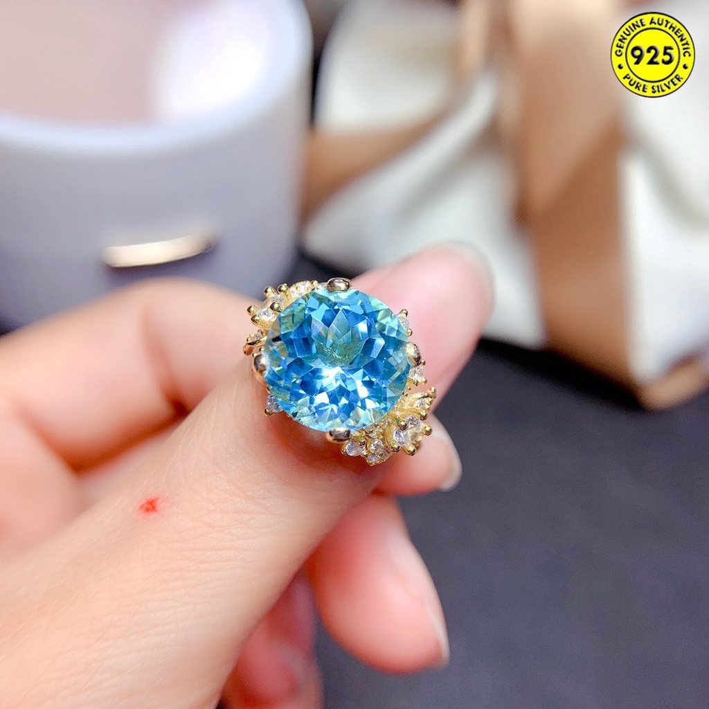 Cincin Batu Permata Sapphire Biru Langit Model Terbuka