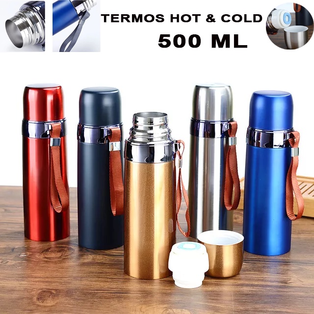 Termos Botol Minum Stainless Steel Botol Air Minum Tumbler Travel Hot &amp; Cold Thermos Vacuum Flask 500 ML