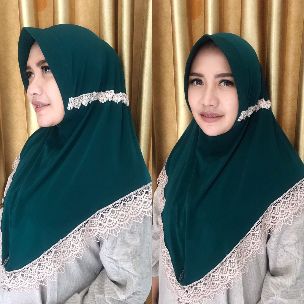 KERUDUNG/JILBAB/BERGO KHIMAR SERUT INSTANT RENDA 2 TALI, BAHAN YANG LEMBUT DAN TIDAK TEMBUS PANDANG BISA COD