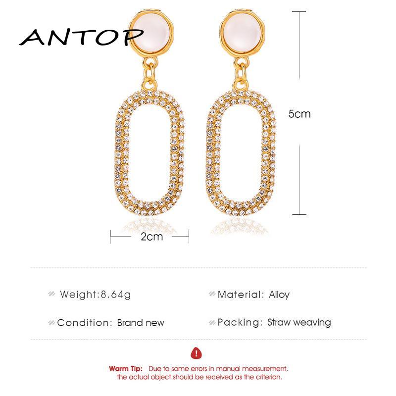 Anting Tusuk Desain Geometri Hias Opal + Berlian Berkilau Untuk Wanita