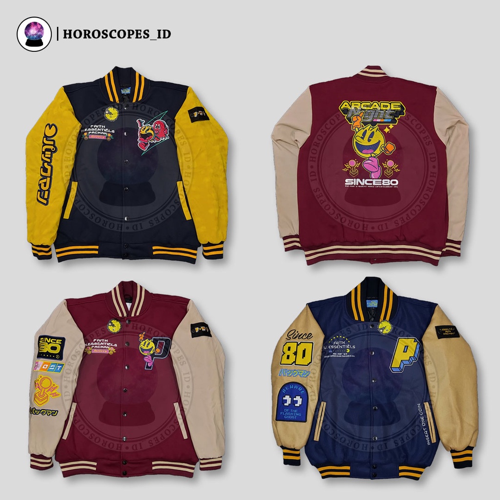 Varsity Jacket / Jaket Varsity W Essentiels X Faith X Pac Man Original / Jaket Varsity Pria / Jaket 