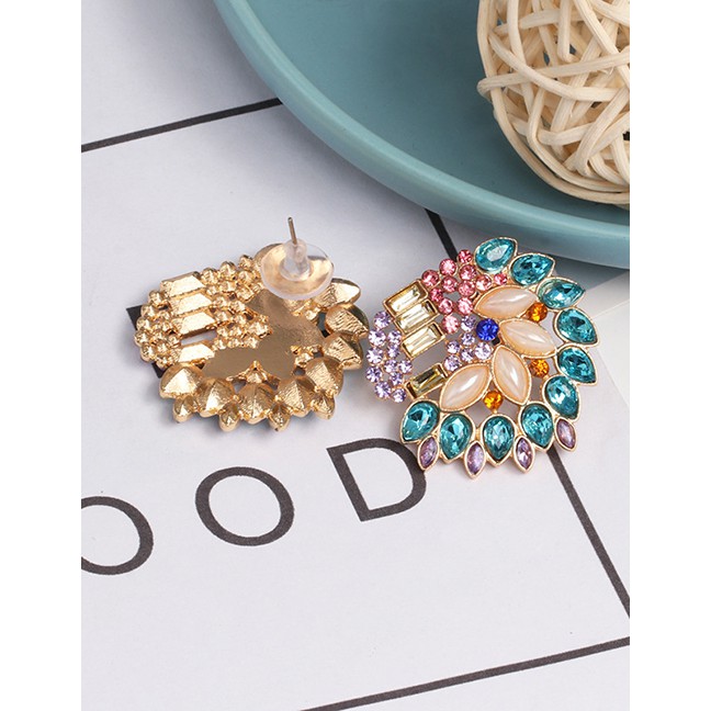 LRC Anting Tusuk Fashion Color Flower Stud Earrings F63750