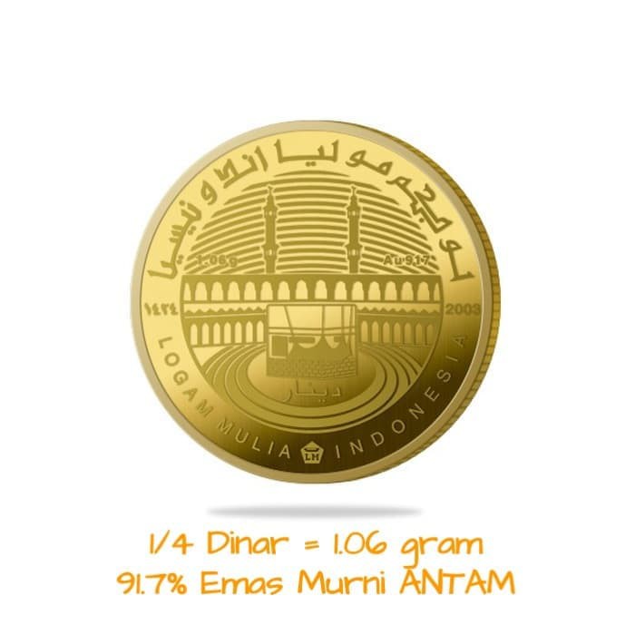 Koin 1/4 Dinar Au Emas Murni 1.06 gram